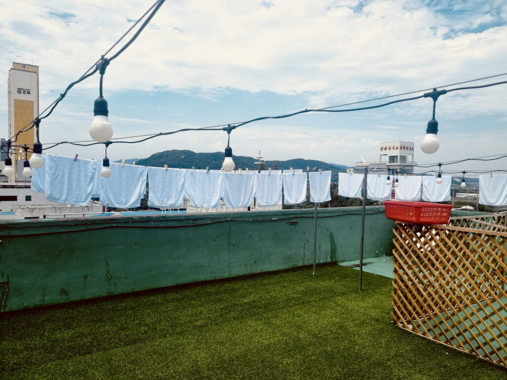 구미 달방 모텔 레지던스 쉼 그리고 여유 옥상 수건 건조